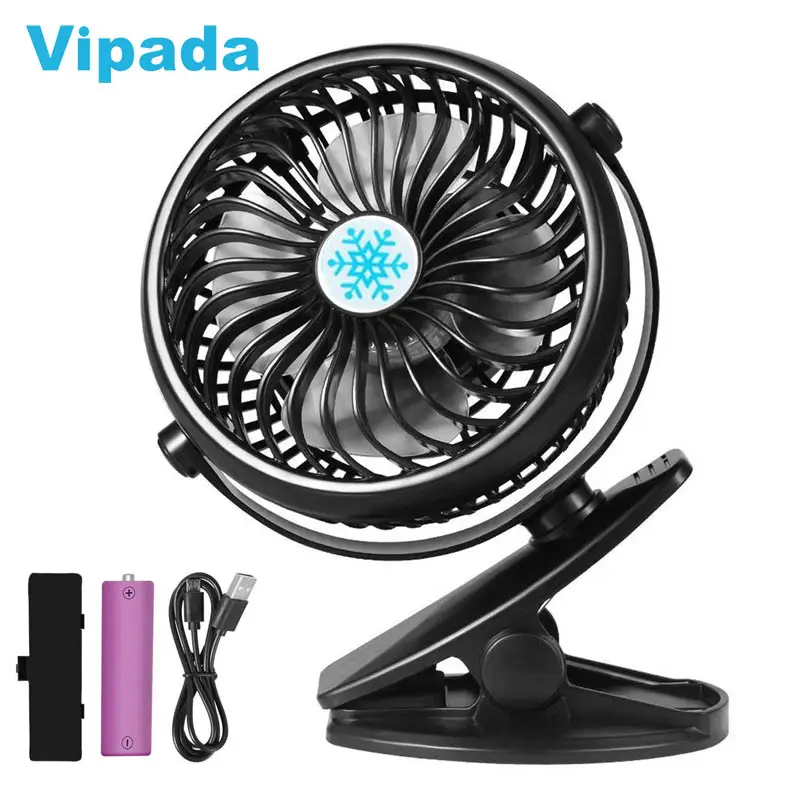 Clip on Fan Mini Portable Rechargeable Battery USB Desk Table Stand Fan 360 Rotatable Camping Stroller Clip Fan