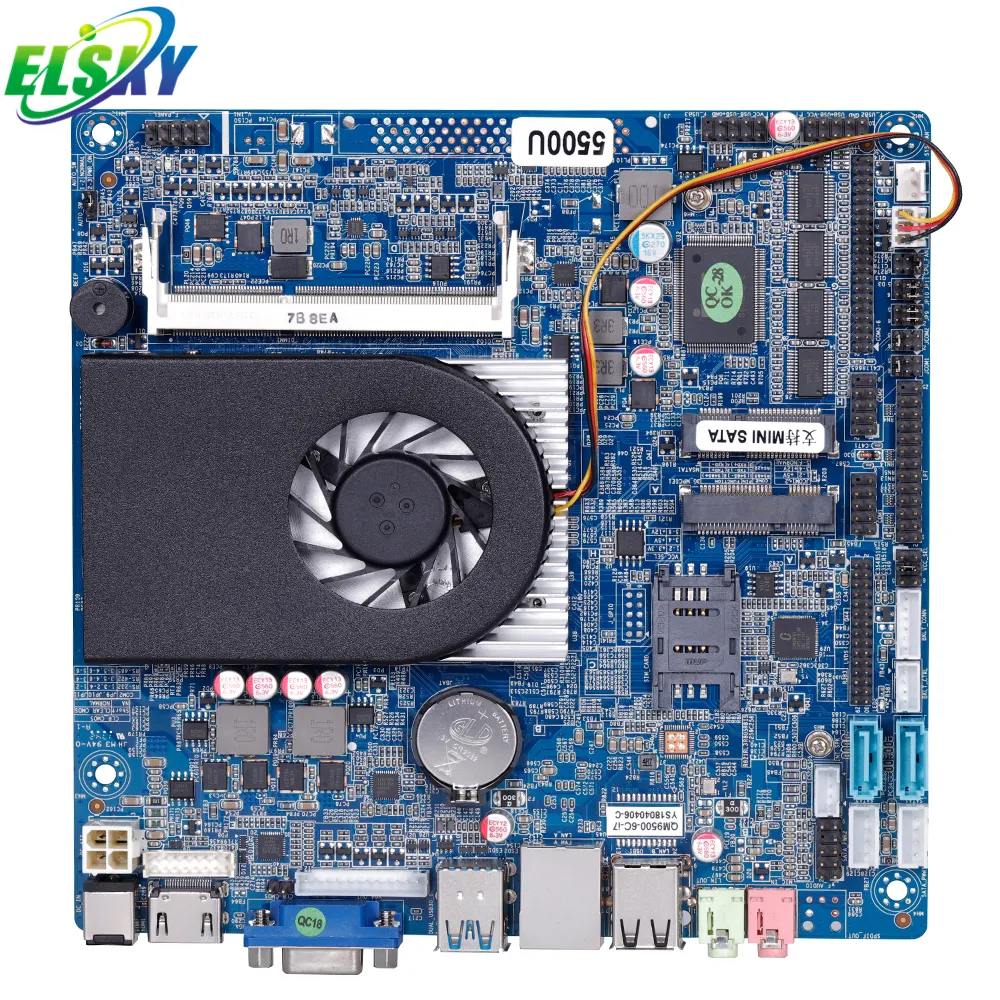 Carte mère ELSKY Mini-ITX avec processeur Intel Broadwell U, i3-5005u Dual Core 2.0GHz, compatible avec windows 7/8/10/xp/Linux, circuit imprimé principal