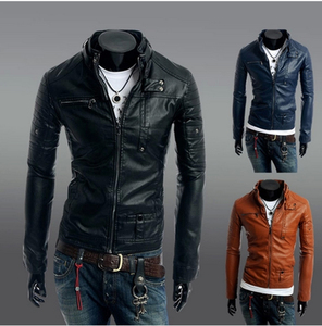 Mode Vêtements à manches longues Moto PU Veste En Cuir Homme Hiver - Product Image 3