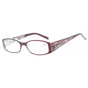 DCOPTICAL 2024 Fashion Woman Diamonds Laser Pattern Plastic Reading Glasses Rhinestone Reading Glasses With Plastic Spring Hinge