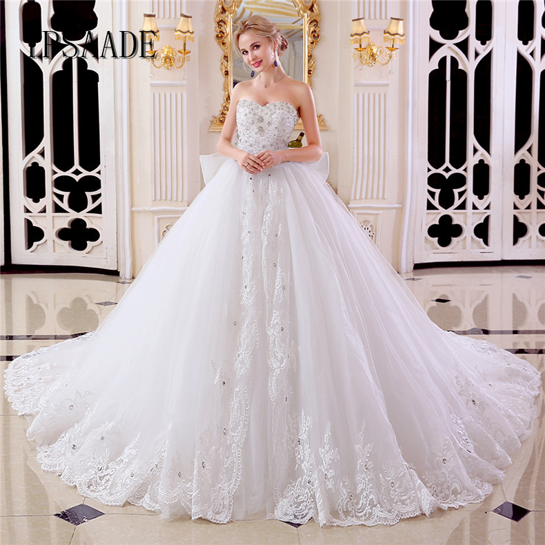 Luxury Appliques Beaded Crystals Sweetheart Wedding Dress