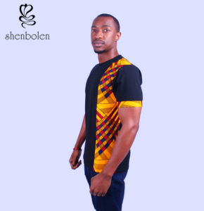 Wholesale 100% Cotton <strong>African</strong> Kitenge Top Designs <strong>Men's</strong> T <strong>Shirt</strong> High Quality - Product Image 2