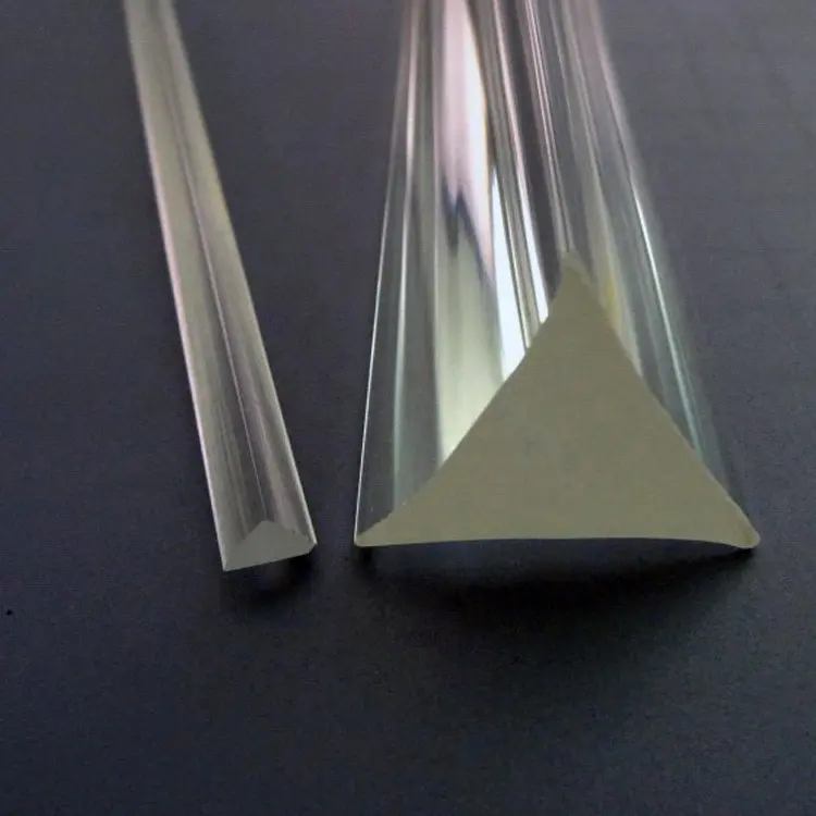 Haste acrílica triangular transparente, grande haste triângulo plástico, vara de vidro triangular