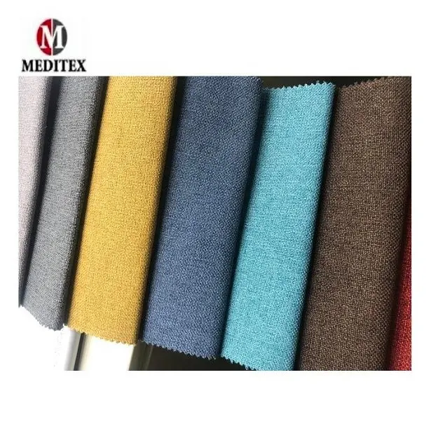 100% polyester linen sofa fabric /linen look fabric for sofa /polyester linen look fabric