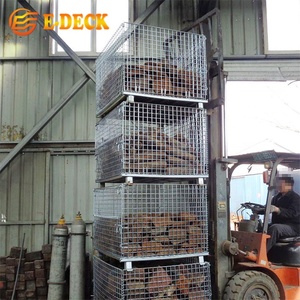 Conteneur de stockage pliable avec roulettes, <span class=keywords><strong>grille</strong></span> de recyclage en fil de zinc métallique, boîte de palette en <span class=keywords><strong>acier</strong></span> - Product Image 5