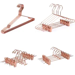 Shiny Rose Gold Heavy Duty Metal Wire Clothes Dress Slim Hanger Copper