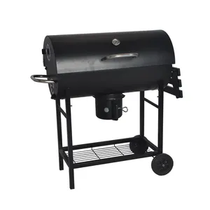 SEJR Heavy Barrel Charcoal Barbecue BBQ Grill Smoker With Lid 106x52x94cm