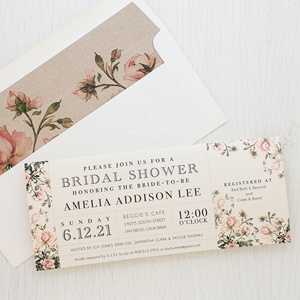 Cheap Floral and Garden Theme Bridal Shower Invitations with Envelope