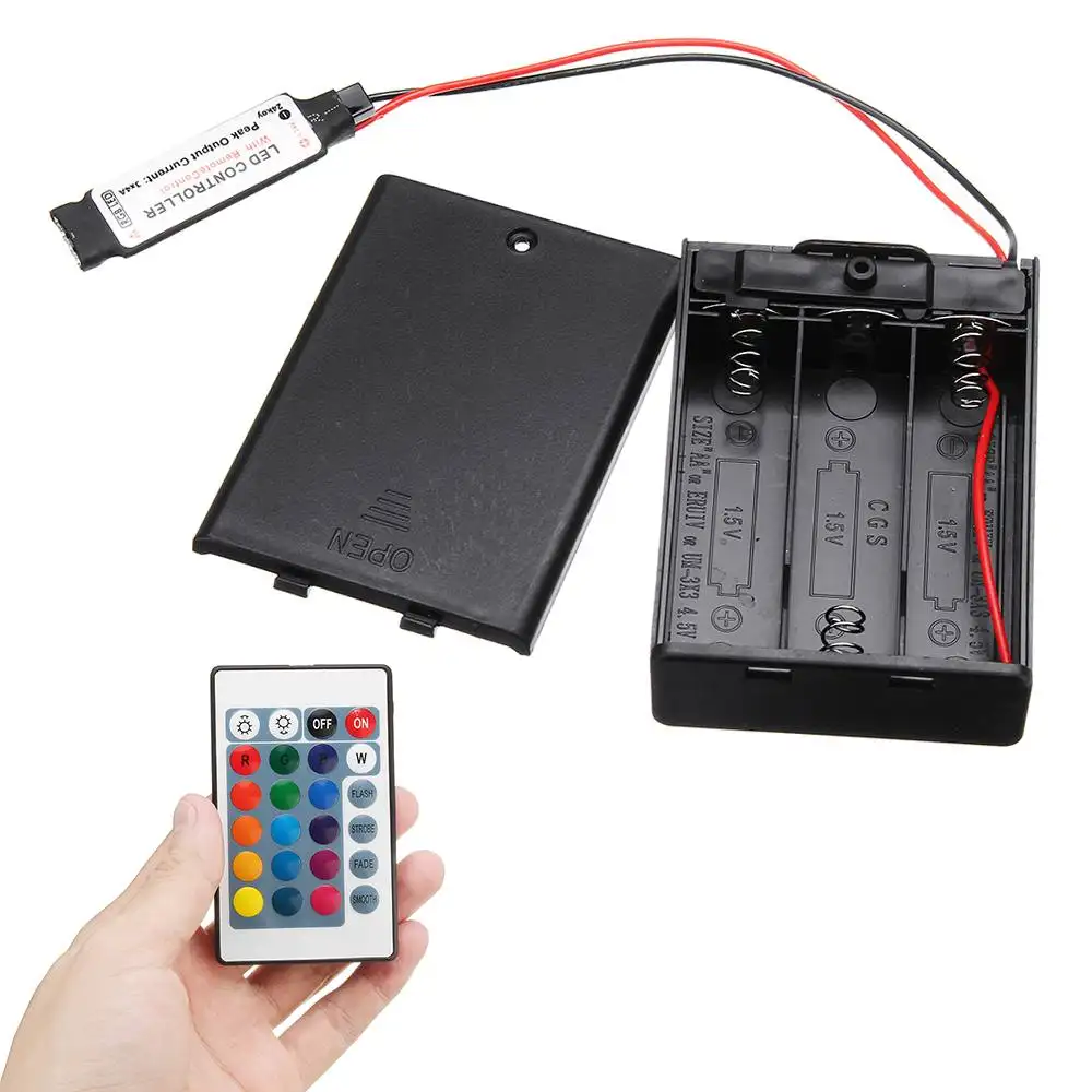 DC4.5V Mini RF Controller Batterij Box met 24 Toetsen Afstandsbediening voor RGB LED Strip