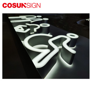 Placa con número de nombre para puerta de baño de lavado grabado con diseño de iluminación LED, señalización - Product Image 4