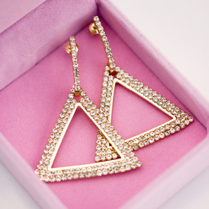 CAOSHI-pendientes de aro de diseño único para mujer, aretes de diamantes de imitación chapados en oro rosa y plata - Product Image 2