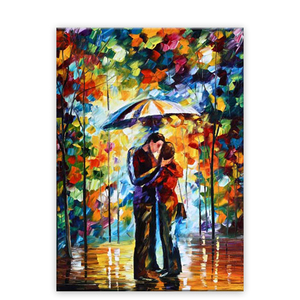 Peinture à l'huile abstraite faite à la main de paysages de pluie pour les amoureux, peinture à l'huile abstraite de couples - Product Image 3