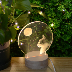 Creative Cat Wooden Led <strong>Light</strong> Moon <strong>Mood</strong> Lamp Acrylic Table Night <strong>Light</strong> for Bedroom Decoration - Product Image 5