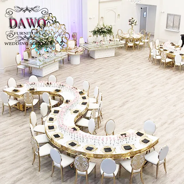 New design S shape half moon wedding table dinning table