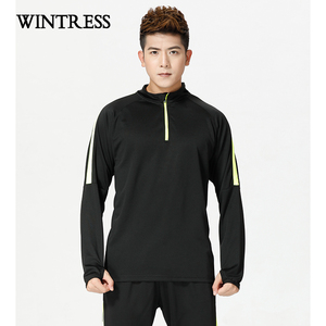 Camiseta Deportiva Ajustada 2025 para Hombre, Manga Larga con Media Cremallera, Ropa Deportiva, Tejido de Espiga de Spandex/Poliéster, Transpirable - Product Image 1