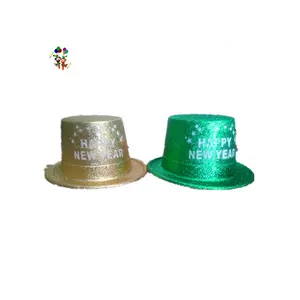Feliz ano novo festa glitter barato plástico topo chapéus HPC-1474