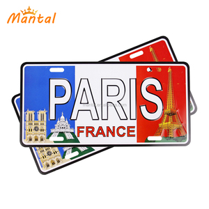 Plaque d'immatriculation de voiture en aluminium gravée personnalisée, souvenir de <span class=keywords><strong>Paris</strong></span>, <span class=keywords><strong>France</strong></span>, pour la décoration - Product Image 1