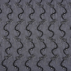 Nueva moda de prendas de vestir de diseño de bordado de malla negro tela de tul rollo de cable - Product Image 6