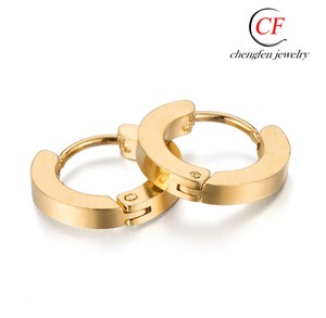 Eleganti orecchini in acciaio inossidabile orecchini classici a doppia faccia con faccia curva a cerchio piccolo - Product Image 4