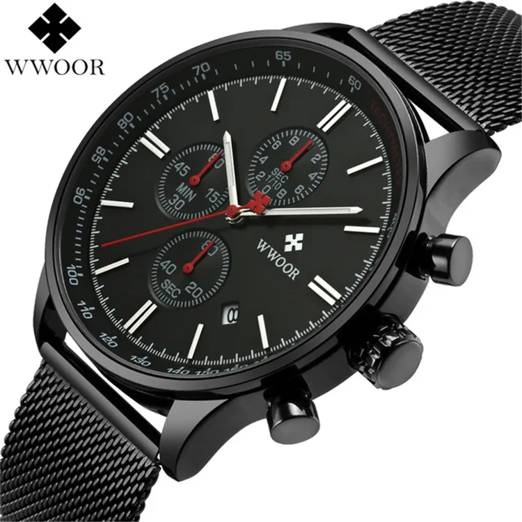 Hottest Solar Time Watch Chronograph Min Second Dial Japan Movt Quartz Special Person Wristwatches For Men WWOOR 8862