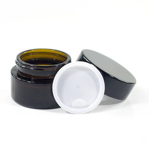 Envases de cosméticos embalaje 15g 30g 50g ámbar negro verde azul claro tarro de crema de vidrio negro de aluminio tapa - Product Image 4