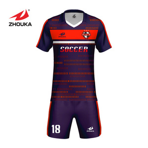 Sublimation customized soccer uniforms cheap set polyester shirt can do logo embroidery football jerseys - Product Image 1