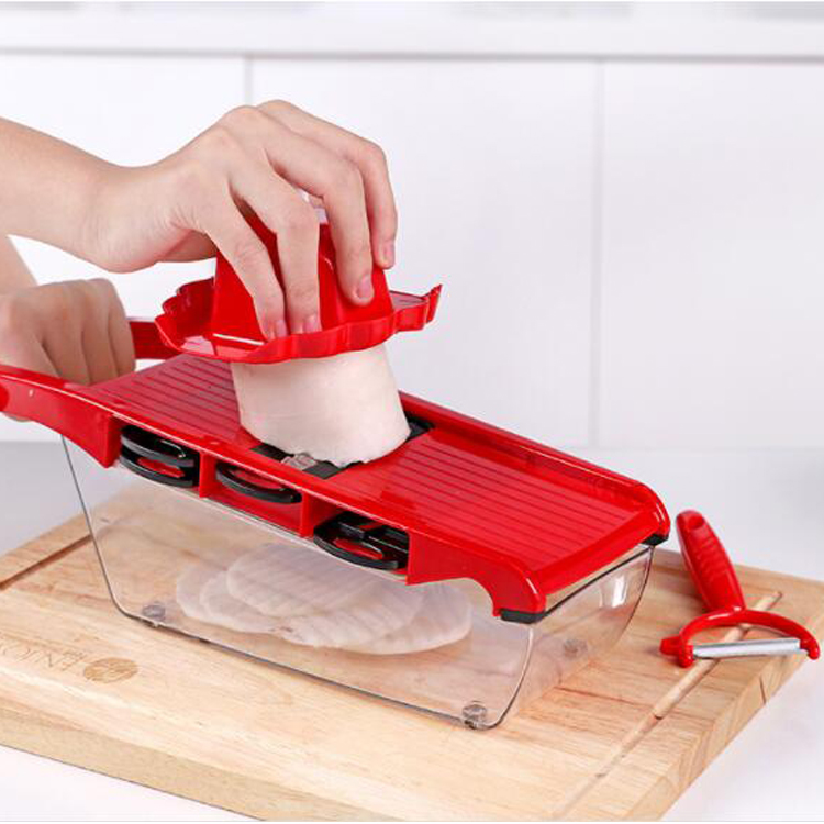 Овощерезка мандолина, терка, слайсер с 6 сменными лезвиями из нержавеющей стали/6 в 1, многофункциональная овощерезка
