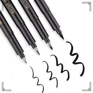 Ensemble de 6 stylos pinceaux de <span class=keywords><strong>calligraphie</strong></span> à lettrage manuel rechargeables et non toxiques avec encre à base d'eau et différentes tailles de pointes pour débutants - Product Image 3