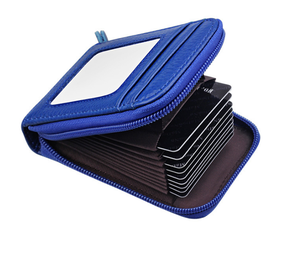 Zipper Véritable Titulaire de la Carte de Crédit En Cuir avec RFID Blocage Petit Accordéon Portefeuille - Product Image 1