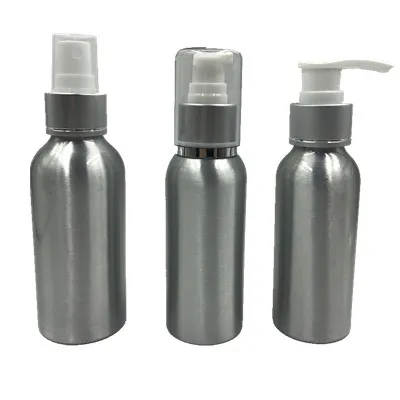 30ml 50ml 100ml 150ml silver aluminium cosmetic pump spray bottle