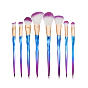 Venta al por mayor 8 unids dedo azul mango <span class=keywords><strong>de</strong></span> madera cepillo <span class=keywords><strong>de</strong></span> maquillaje <span class=keywords><strong>corrector</strong></span> cepillos cosméticos herramientas - Product Image 1
