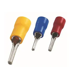 QWT PVC Vinyl Tin Insulated Cord End Lugs Sizes PTV Series Electrical Crimp Pin Wire Terminals Connector