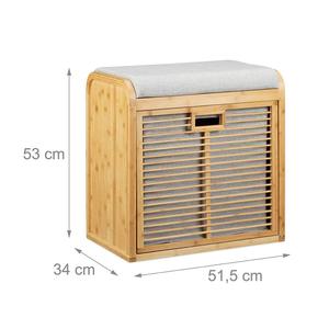 Bamboo Shoe Storage <strong>Bench</strong>, Comfy <strong>Padded</strong> <strong>Bench</strong>, 8-Pair Shoe Cabinet, HWD: 53 X 51 X 34 Cm, Natural - Product Image 2