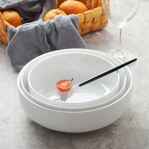 Hotel vajilla barato blanco <span class=keywords><strong>en</strong></span> forma de <span class=keywords><strong>ronda</strong></span> de ensalada mezcla tazón de porcelana - Product Image 2