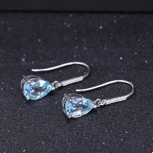 Wostu — boucles d'oreilles pendantes en topaze bleu ciel, bijoux simples, en argent Sterling 925, éblouissants, pour femmes, A2982 - Product Image 3