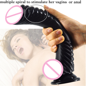 CHGD014 Sex Shop 22.5*5cm Spiral Design Curved Screw-Thread Shape Long Suction Dildo Sex Women Faak Animal Dildo - Product Image 6