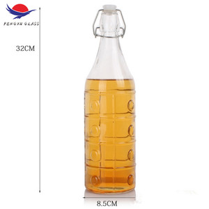 Suave transparente beber botella <span class=keywords><strong>de</strong></span> agua <span class=keywords><strong>de</strong></span> <span class=keywords><strong>vidrio</strong></span> con clip tapa/estilo especial hermético 1000 ml oscilación superior - Product Image 3