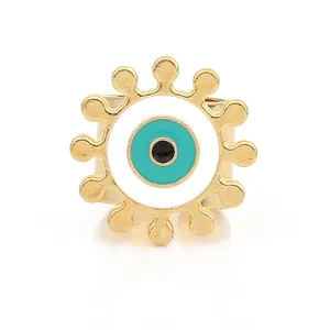 Blue white enamel devil eye cute lucky eye charm size 6 7 8 women girl finger ring jewelry