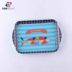 Fisch Gedruckt Melamin Kunststoff Kind Picknick Tablett Mit Griff