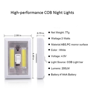 Quality Assured 200Lumens COB AAA Battery Operated Cordless Led Night <strong>Light</strong> Wireless Flipping Wall <strong>Stick</strong> <strong>on</strong> Led Switch <strong>Light</strong> - Product Image 2
