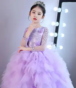 Robe compère pour filles, en tulle, violet, à la mode, belle robe d'école, de qualité préférée, pour fille, tendance 2019