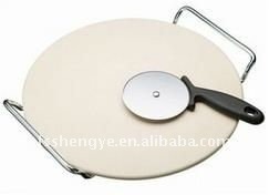 <span class=keywords><strong>Pietra</strong></span> <span class=keywords><strong>per</strong></span> <span class=keywords><strong>Pizza</strong></span> in gres di 14.2 diametro con bordo smaltato e impugnature in Silicone - Product Image 3