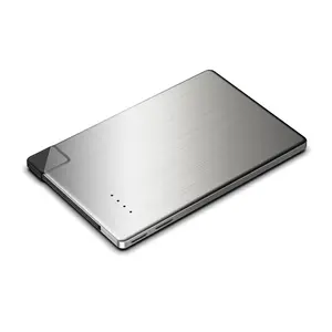 11mm Slim Power Bank Credit Card Metal Power Bank with Built in Cable 5000mAh