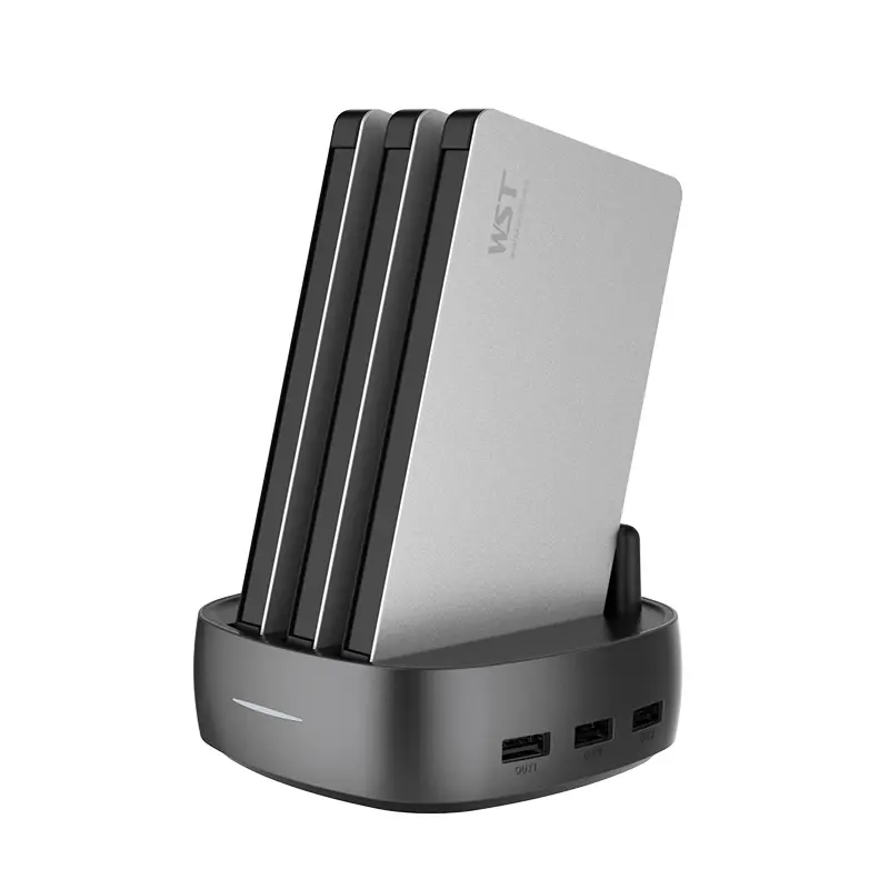 WST eingebaute Kabel Restaurant Cafeteria 8000 mah Power Bank Ladestation Metall-Power Bank für Mobiltelefon