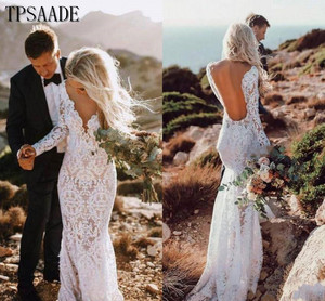 Commercio all'ingrosso Del Merletto Profondo Scollo A V Manica Lunga Backless <span class=keywords><strong>Abito</strong></span> Da <span class=keywords><strong>Sposa</strong></span> WF245 - Product Image 3