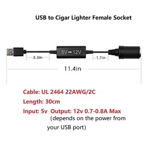 DC Step Up Voltage Boost Converter Cable 5V USB A maschio A 12V presa accendisigari per auto femmina per GPS/auto/DVR - Product Image 6