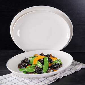 En gros maison vaisselle ovale plats assiette en porcelaine blanche en vrac - Product Image 2