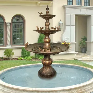 Statue d'oiseau en Bronze, grande taille de vie en plein air, fontaine d'eau, Sculpture pour décoration de jardin