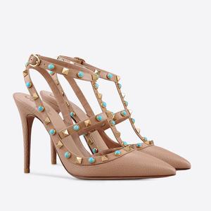 Tailingjia <strong>Name</strong> <strong>Brand</strong> Factory Handmade Rivets <strong>High</strong> <strong>Heel</strong> Leather Pumps Office <strong>Shoes</strong>