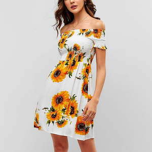 Vacaciones <span class=keywords><strong>de</strong></span> verano <span class=keywords><strong>de</strong></span> la muchacha al por mayor Smocked <span class=keywords><strong>de</strong></span> <span class=keywords><strong>girasol</strong></span> vestido - Product Image 4